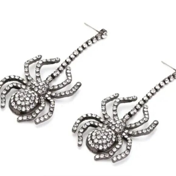 New ZARA Rhinestone Spider Earrings - Picture 3 of 10
